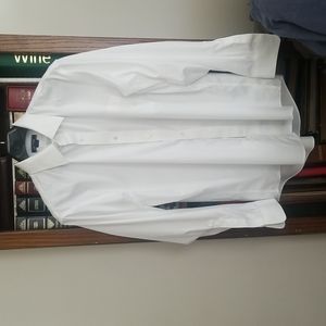 Land's End Supima traditional fit white dress shirt mens 17 35